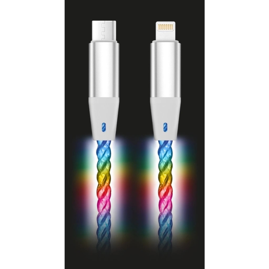Aligator DATKP63 - cabo USB USB-C/Lightning com iluminação LED, 30 W Power Delivery, 1,2 m