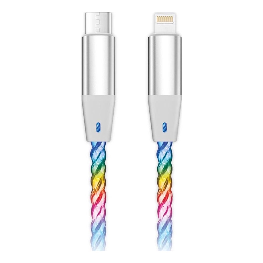 Aligator DATKP65 - cabo USB USB-C / Lightning com iluminação LED 30 W Power Delivery 0,5 m