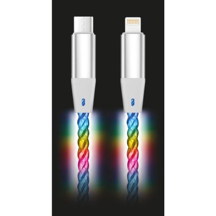 Aligator DATKP65 - cabo USB USB-C / Lightning com iluminação LED 30 W Power Delivery 0,5 m