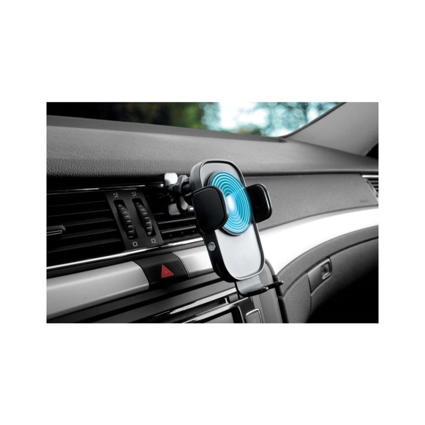 Aligator HAK2 - Suporte para telemóvel de automóvel com fecho automático e carregamento sem fios Qi 15W, preto