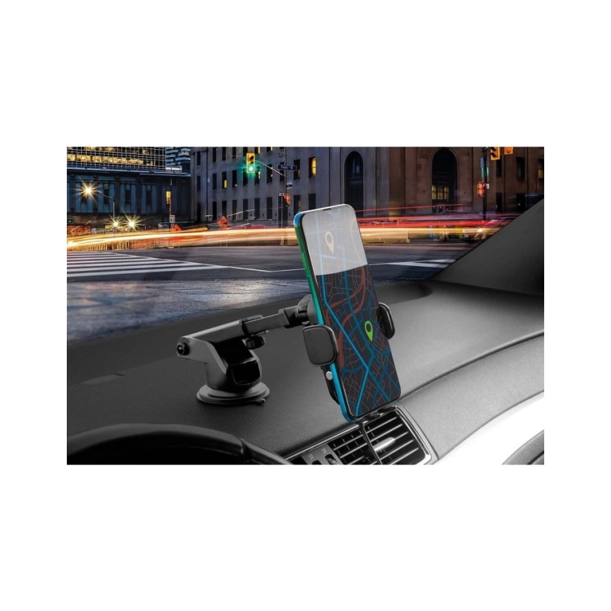 Aligator HAK2 - Suporte para telemóvel de automóvel com fecho automático e carregamento sem fios Qi 15W, preto
