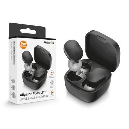 Aligator TWS05 - Auriculares sem fios Pods LITE 200 mAh + 2x 30 mAh pretos