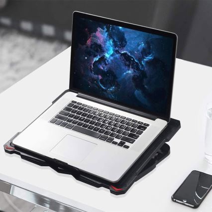 Almofada de arrefecimento para portátil 5x ventoinha 2xUSB preta