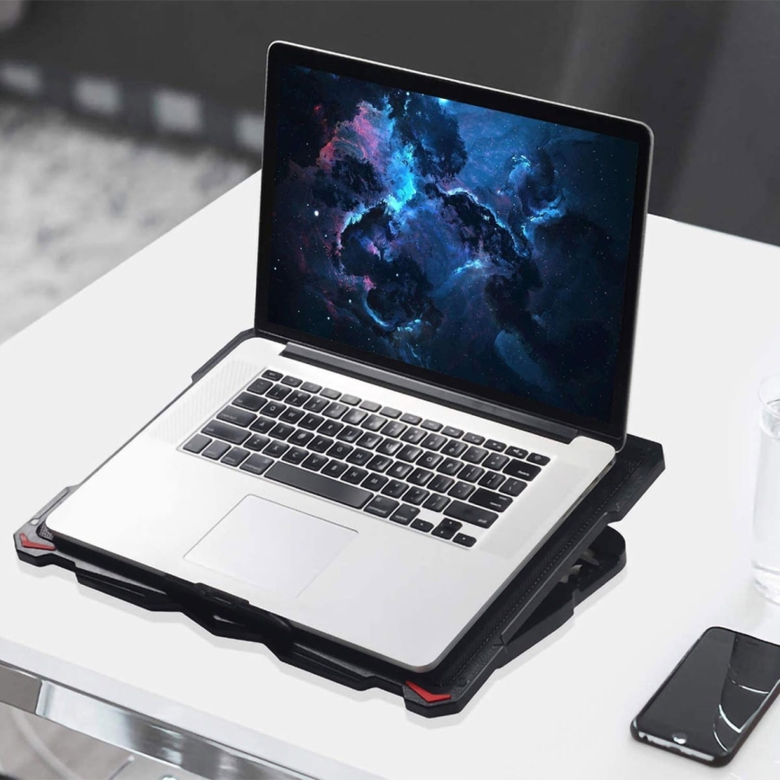 Almofada de arrefecimento para portátil 5x ventoinha 2xUSB preta