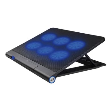 Almofada de refrigeração para portátil 6x ventoinha 2xUSB preta