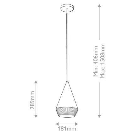 Alora Mood - Lustre em haste DAPHNE 1xE27/60W/230V diâmetro 18,1 cm preto/castanho