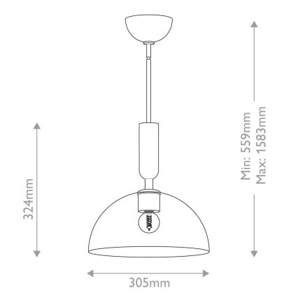 Alora Mood - Lustre em haste JUDE 1xE27/60W/230V preto