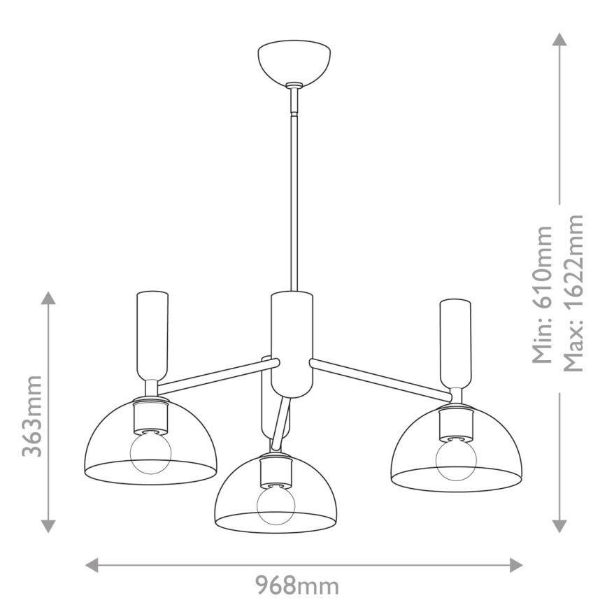 Alora Mood - Candeeiro suspenso JUDE 3xE27/60W/230V diâmetro 96,8 cm latão