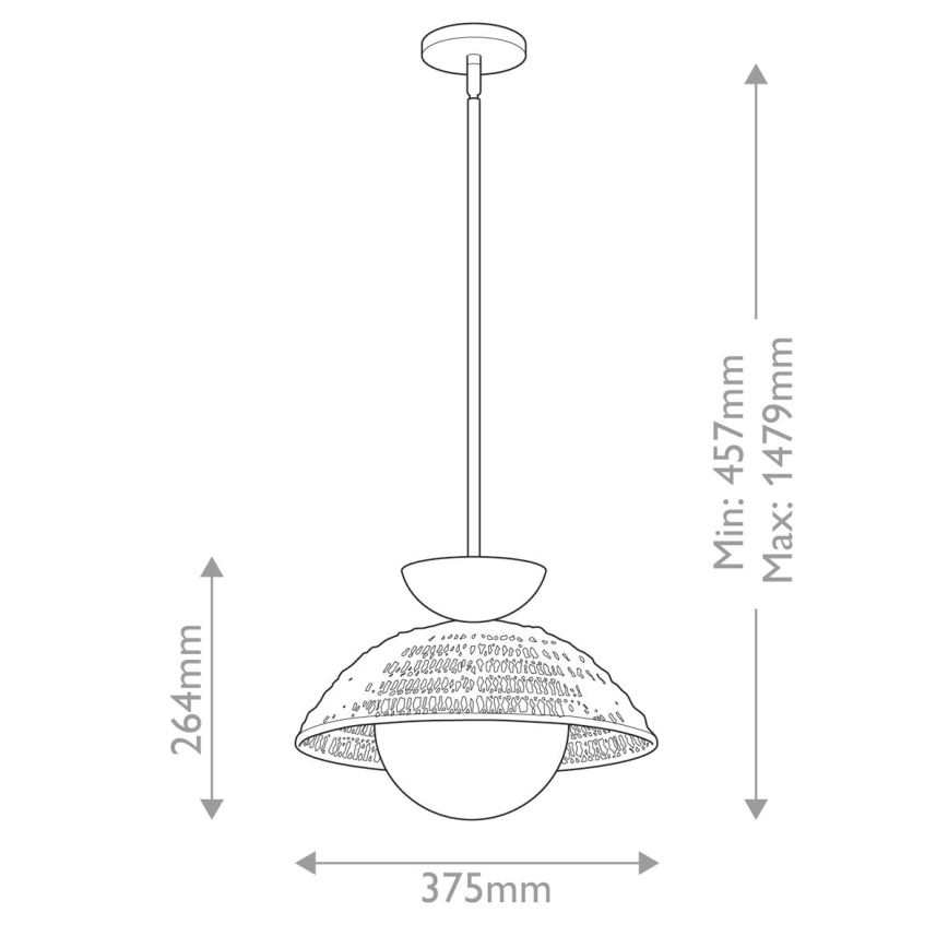 Alora Mood - Lustre em haste PERTH 1xE27/60W/230V Ø 37,5 cm, preto