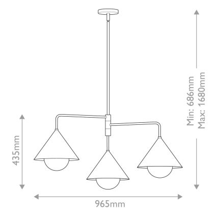 Alora Mood - Lustre com haste REMYCK 3xE27/60W/230V dourado