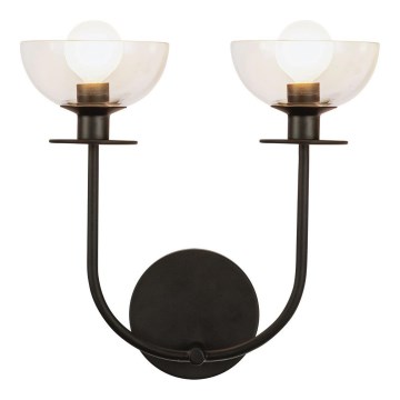Alora Mood ALM-SYLVIA-2WB-BK-CL - Aplique de parede SYLVIA 2xE14/40W/230V preto