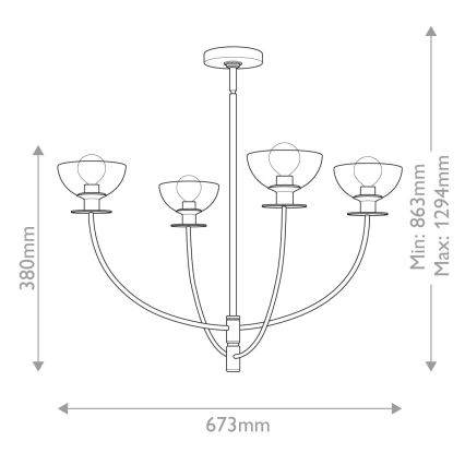 Alora Mood - Lustre em haste SYLVIA 4xE14/40W/230V dourado