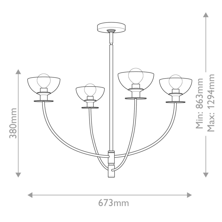 Alora Mood - Lustre em haste SYLVIA 4xE14/40W/230V dourado