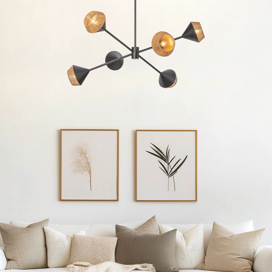 Alora Mood - Lustre de haste DAPHNE 6xE14/40W/230V preto/castanho