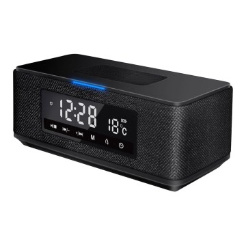Altifalante recarregável com ecrã LCD, despertador e carregamento sem fios 3600 mAh