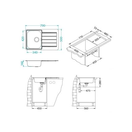 ALVEUS 1069147 - Lava-loiça de cozinha LINE 79x50 cm mate aço/cetim