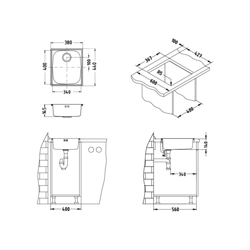 ALVEUS 1082195 - Lava-loiça de cozinha BASIC 44x38 cm mate aço/satin, grande outlet