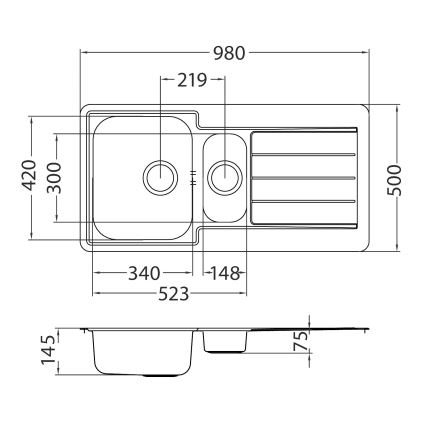 ALVEUS 1082440 - Pia de cozinha LINE 98x50 cm aço mate/satinado