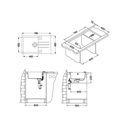 ALVEUS 1090944 - Lava-loiça de cozinha ROCK 78x48 cm granito/branco