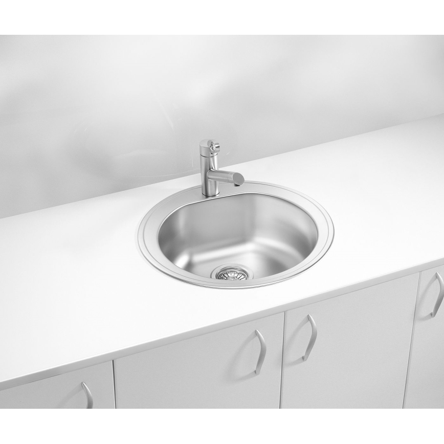 ALVEUS 1116756 - Lava-loiça de cozinha FORM diâmetro 51 cm mate aço/satin, profundidade 18,5 cm