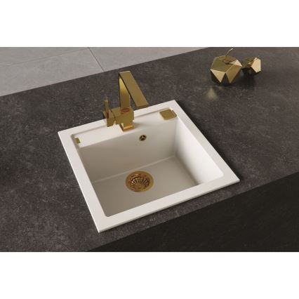 ALVEUS 1128395 - Lava-loiça de cozinha FORMIC 52x51 cm granito/branco