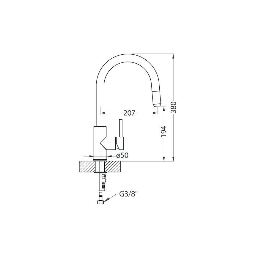 ALVEUS 1129020 - Torneira de lavatório com pulverizador extensível DELOS 38 cm granito/bege