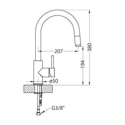 ALVEUS 1129021 - Torneira de lavatório com pulverizador extensível DELOS 38 cm cromado mate