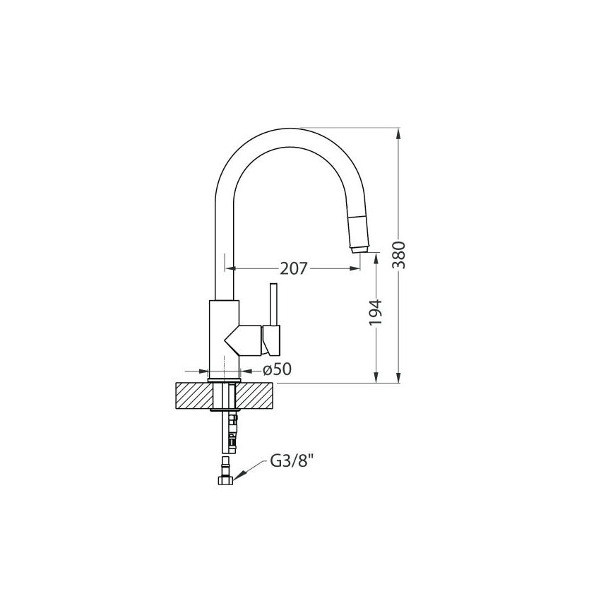 ALVEUS 1129021 - Torneira de lavatório com pulverizador extensível DELOS 38 cm cromado mate