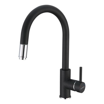 ALVEUS 1129022 - Torneira de lavatório com pulverizador extensível DELOS 38 cm granito/preto