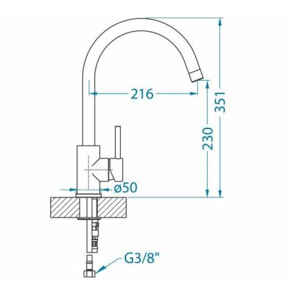 ALVEUS 1129028 - Torneira para lava-loiça ELZA 35,1 cm escovado aço