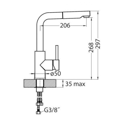ALVEUS 1129045 - Torneira de lavatório com pulverizador extensível SIROS 29,7 cm granito/bege