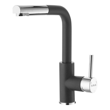 ALVEUS 1129048 - Torneira de lavatório com pulverizador extensível SIROS 29,7 cm granito/preto