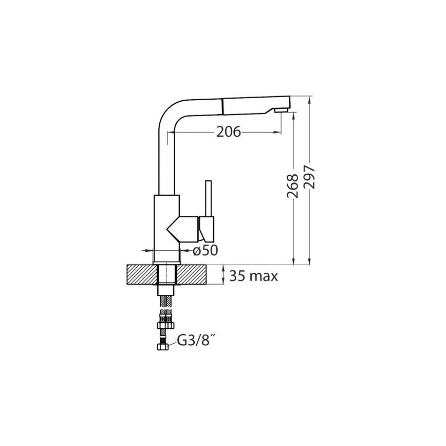 ALVEUS 1129048 - Torneira de lavatório com pulverizador extensível SIROS 29,7 cm granito/preto
