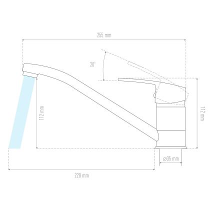 ALVEUS 1130434 - Torneira para lava-loiça NINA 13,5 cm granito/preto