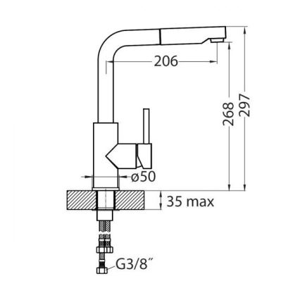 ALVEUS 1135365 - Torneira de lavatório com pulverizador extensível SARA 29,7 cm aço inoxidável
