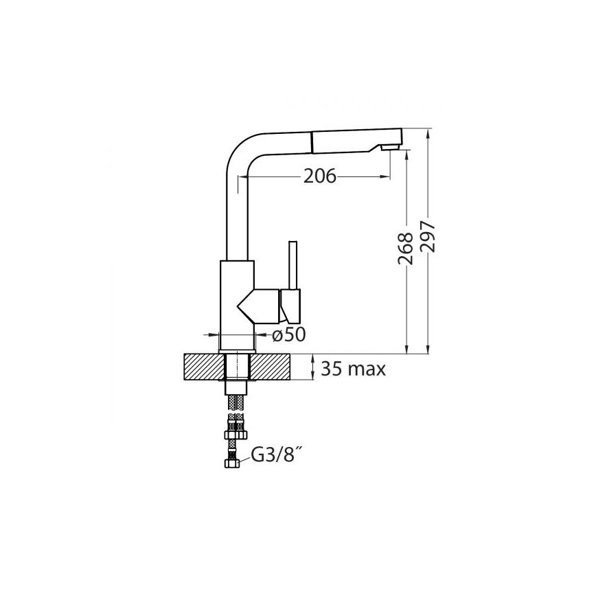 ALVEUS 1135365 - Torneira de lavatório com pulverizador extensível SARA 29,7 cm aço inoxidável