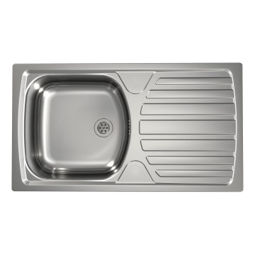 ALVEUS 1136534 - Cuba de cozinha BASIC 78x43,5 cm, aço mate/acetinado, com pequena válvula de escoamento