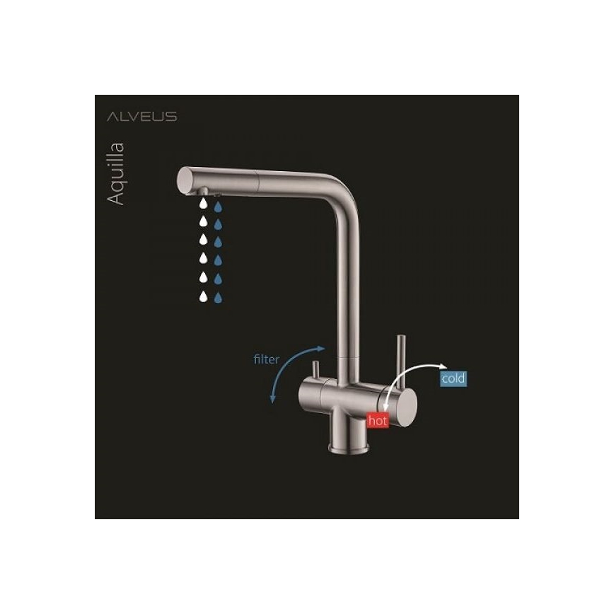 ALVEUS 1139807 - Torneira para lava-loiça AGUILA 33,3 cm granito/bege
