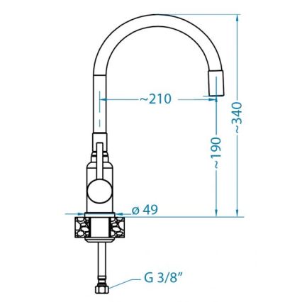 ALVEUS 1144427 - Torneira para lava-loiça com braço flexível MINTAS 34 cm latão/cromado brilhante/preto