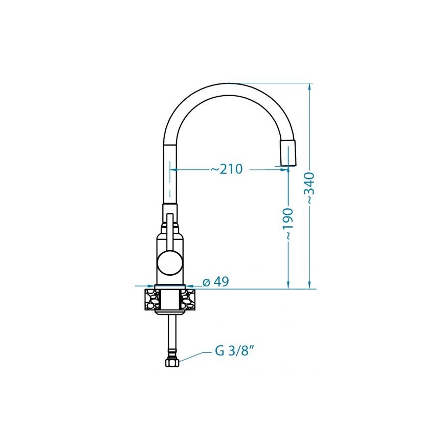 ALVEUS 1144427 - Torneira para lava-loiça com braço flexível MINTAS 34 cm latão/cromado brilhante/preto