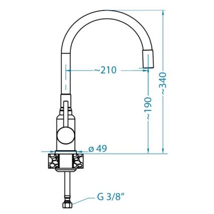 ALVEUS 1144428 - Torneira para lava-loiça com braço flexível MINTAS 34 cm latão/cromado brilhante/bege