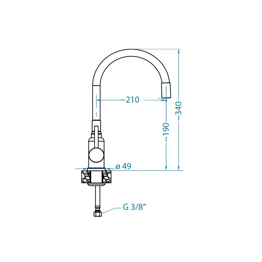 ALVEUS 1144428 - Torneira para lava-loiça com braço flexível MINTAS 34 cm latão/cromado brilhante/bege