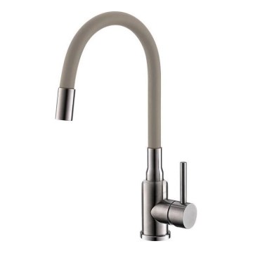 ALVEUS 1144429 - Torneira para lava-loiça com braço flexível MINTAS 34 cm latão/escovado aço/bege