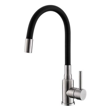 ALVEUS 1144432 - Torneira para lava-loiça com braço flexível MINTAS 34 cm latão/escovado aço/preto