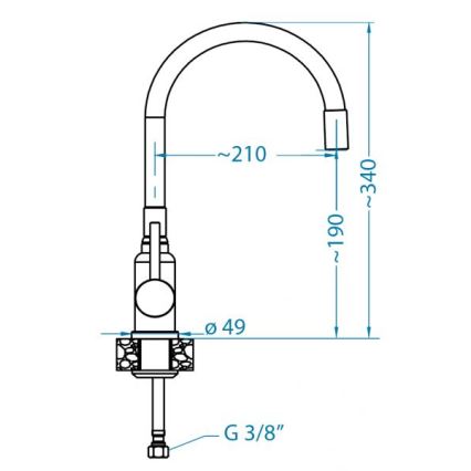ALVEUS 1144432 - Torneira para lava-loiça com braço flexível MINTAS 34 cm latão/escovado aço/preto