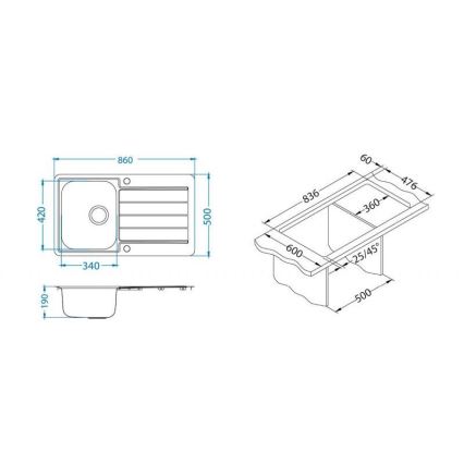 ALVEUS 1144640 - Lava-loiça de cozinha LINE 86x50 cm mate aço/satin, sem excêntrico