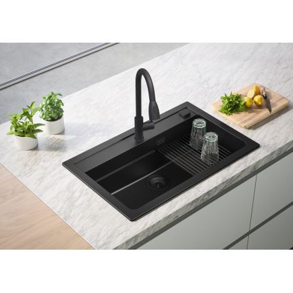 ALVEUS 1148163 - Lava-loiça de cozinha ATROX 79x50 cm granito/preto