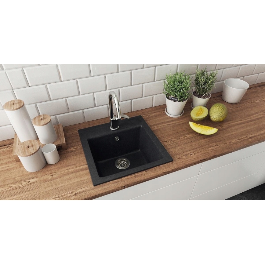 ALVEUS 1149113 - Lava-loiça de cozinha GEM 50x50 cm granito/preto