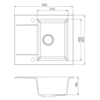 ALVEUS 1149114 - Lava-loiça de cozinha GEM 59x50 cm granito/bege