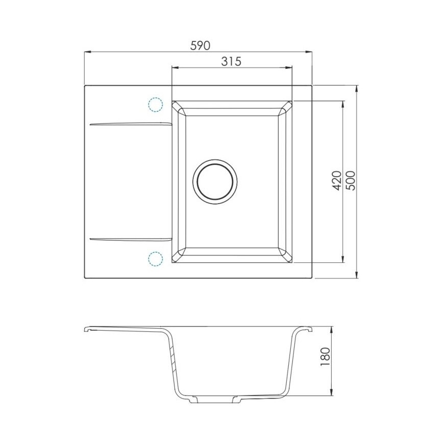 ALVEUS 1149114 - Lava-loiça de cozinha GEM 59x50 cm granito/bege